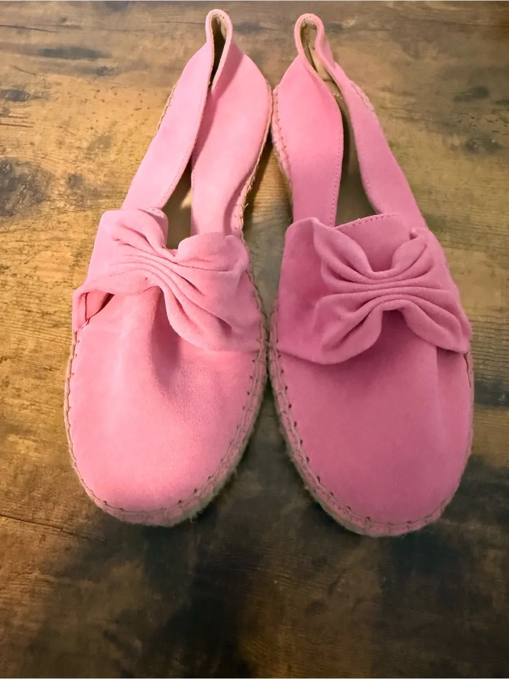 Talbots Pink Suede Bow Slingback Espadrilles, Size 8.5